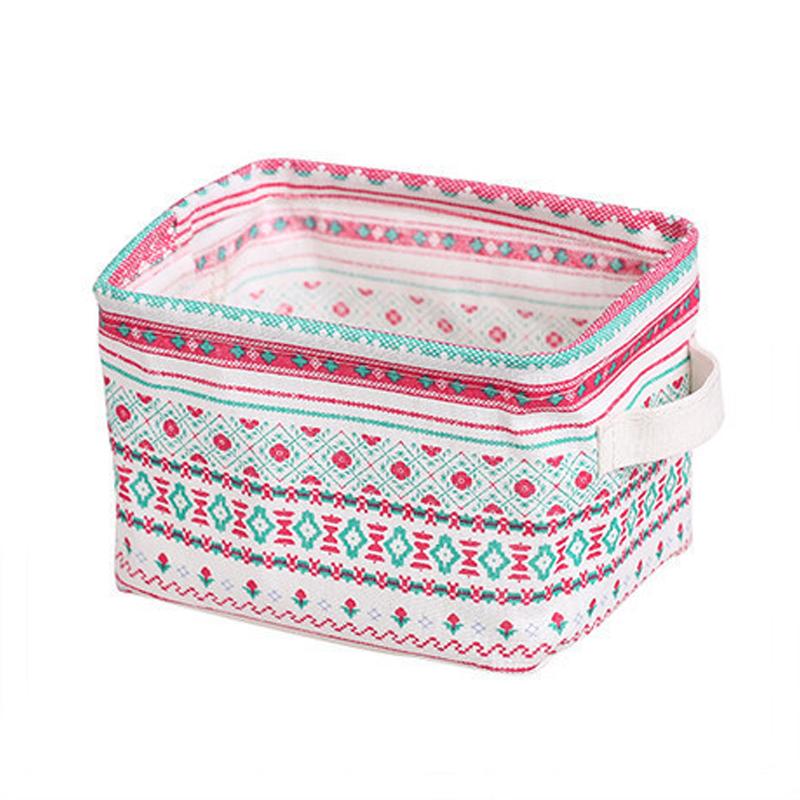 Fabric Cotton Linen Storage Small Square Box Desktop Debris Storage Basket Storage and Sorting Portable Storage Basket Storage Basket