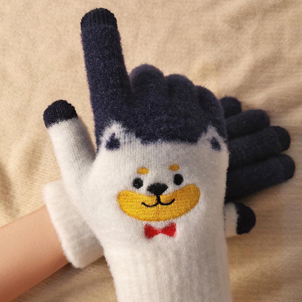 Finger-Separating Touch Screen Gloves Cartoon Dog Warm Gloves Sweety Winter Gloves Outdoor Wear