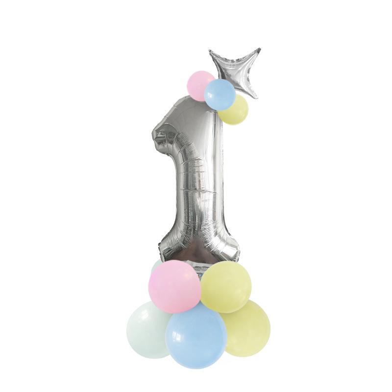 Digital Aluminum Film Balloon Set Balloon Bundle Balloon Column Baby Birthday Party Decoration Arrangement