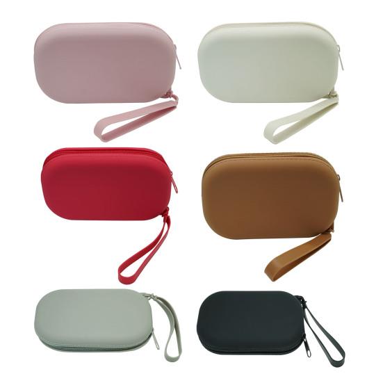 Oval Silicone Makeup Bag Waterproof Portable Storage Bag Zippered Travel Cosmetic Pouch for Toiletry Lipsticks Keys Jewelry