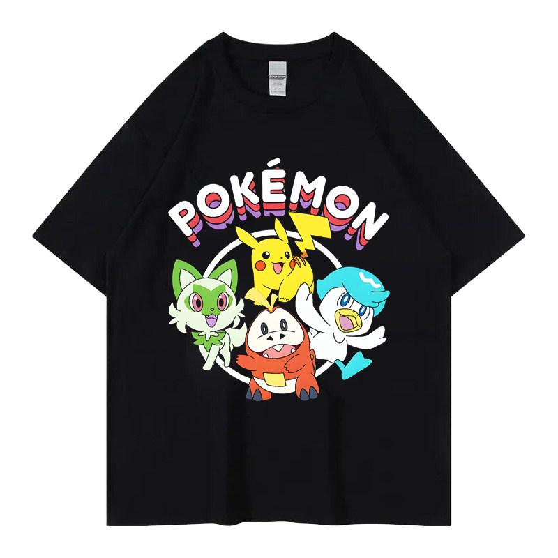 Pok É Mon Pikachu Little Fire Dragon Johnny Turtle Pok É Mon Printed Short Sleeved Mens Tshirt Childrens Parent Child Wear