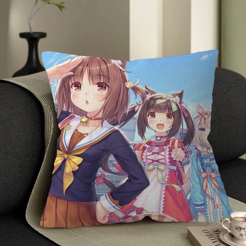 Nekopara Cat Girl Stitch Lucky Dragon Pillow Cover Sofa Cushion Cover Home Room Decoration Children Gift