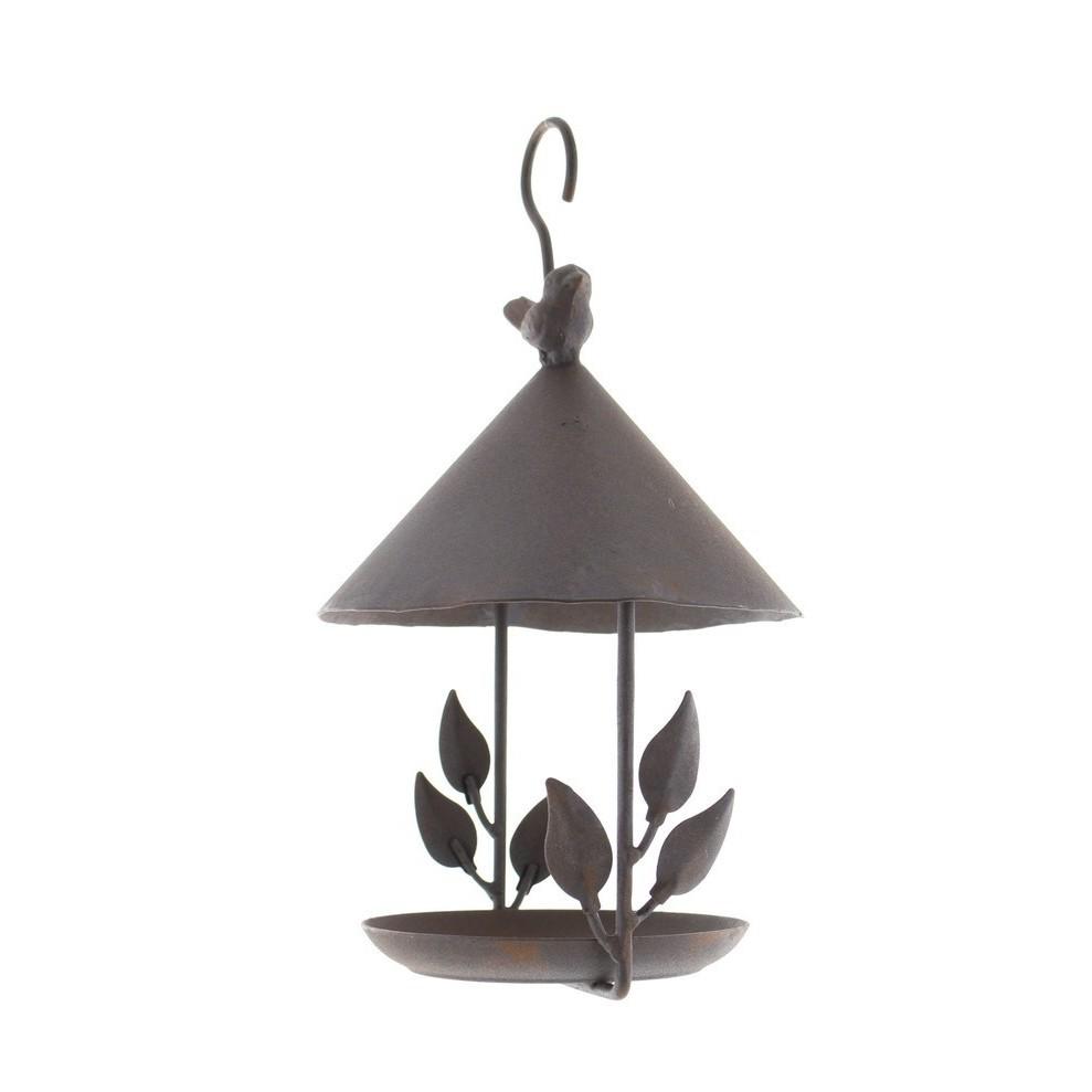 Wrought Iron Parrot Bird House & Feeder Ornament for Garden Cockatiel