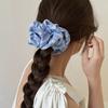 Korea Fashion Stripe Hair Rubber Bands Girls Blue Scrunchie Elastic Big Hair Tie Solid Color Silk Hair Bands Accessoires