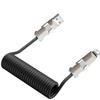 4 in 1 Spring Fast Charging Cable, 240W USB-C PD Multi Fast Charging, 2m Coiled Retractable Cable for iPhone Samsung Laptop