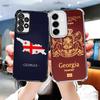 Georgia Passport Flag Plating Phone Case For Samsung A17 A07 A37 A57 A16 A56 A15 A55 A14 A54 A13 A53 A26 A36 A25 A35 A24 A34 A23