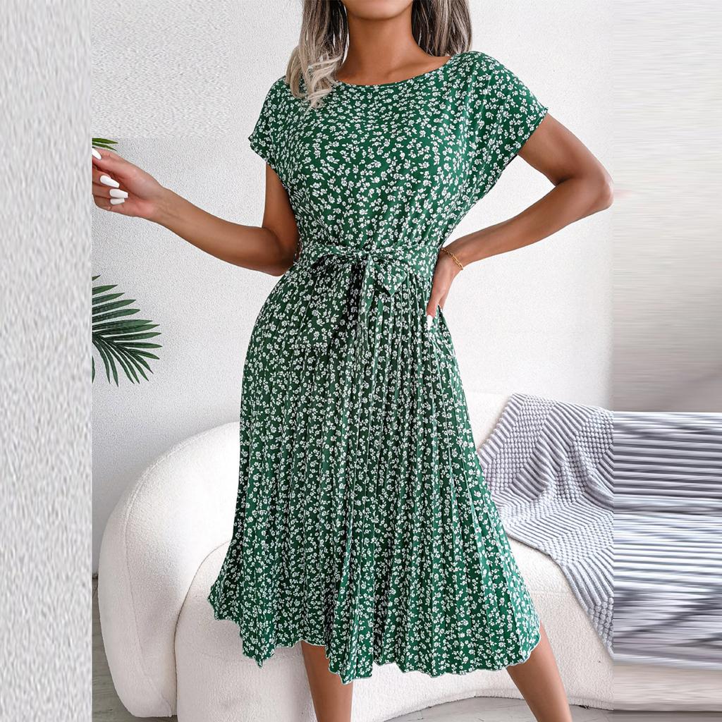 Fashion Women's Summer Round Neck Casual Fashion Printed Pullover Dress