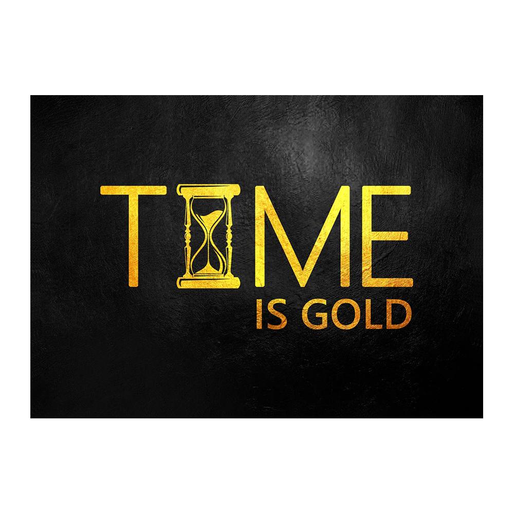 

Time Is Gold вдохновляющий черный фон золотой текст поп-модные постеры настенные художественные картины на холсте печать современная гостиная домашний декор фотографии 50x70cm No Frame чёрный