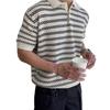 Polo a righe in maglia a maniche corte da uomo