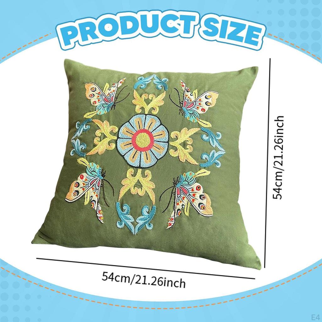 Embroidery Kit for Adults Pillow Cover Gift with Threads Cushion Floral Simple Bedroom