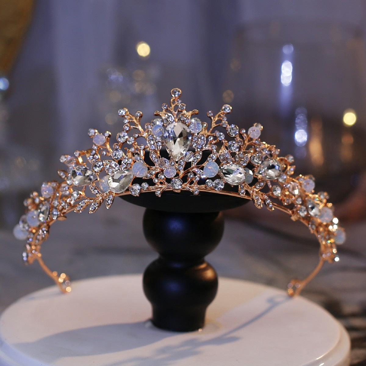 Krone Tiara Braut Diamant Haarschmuck Prinzessin Geburtstagsparty Krone Stirnband Hochzeitskleid Accessoires gray