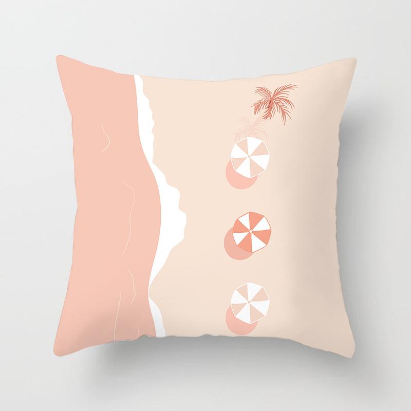 Einfache frische rosa geometrische Mond-Print-Muster Kissenbezug Haus Wohnzimmer Sofa Dekoration Kissen Kissenbezug