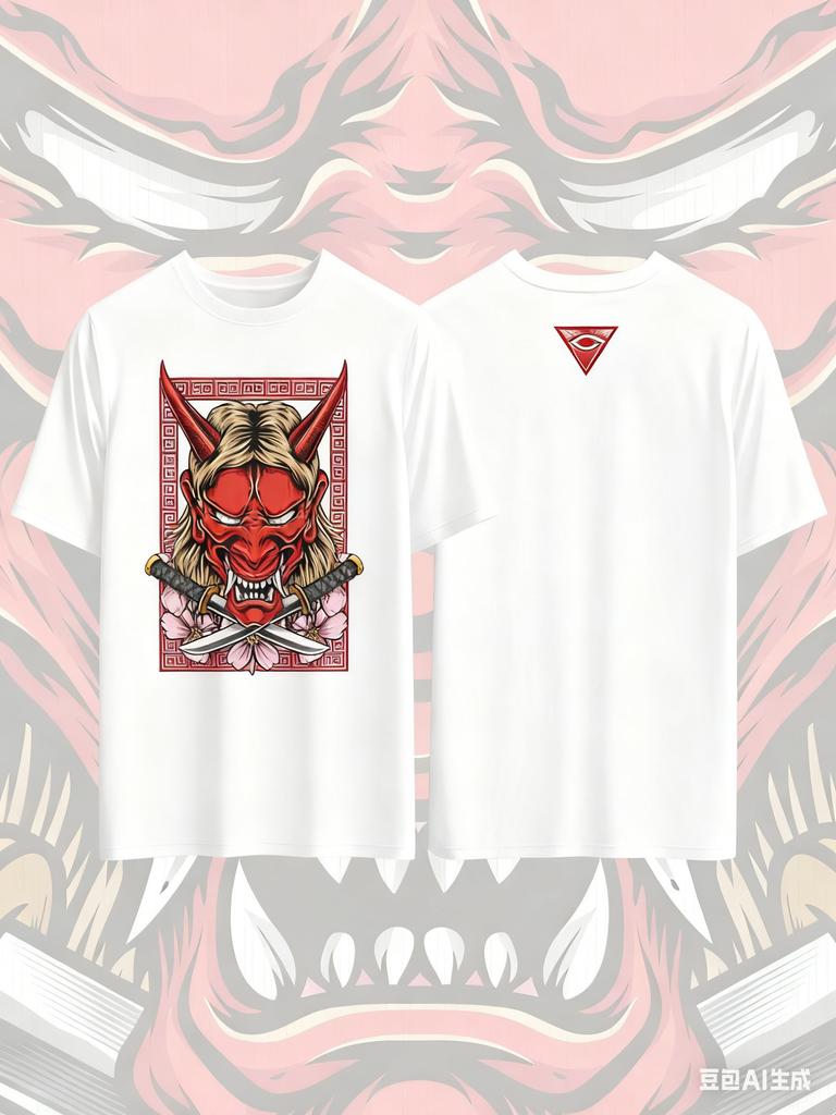 Teufel Elemente Aufdruck Reines Baumwoll T-Shirt für Männer und Frauen Dunkler Stil Kurzärmelig Oversized Mode Streetwear Sommer T-Shirt