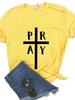 Pray Cross Jesus Print Women T Shirt Short Sleeve O Neck Loose Women Tshirt Ladies Fashion Tee Shirt Tops Clothes
