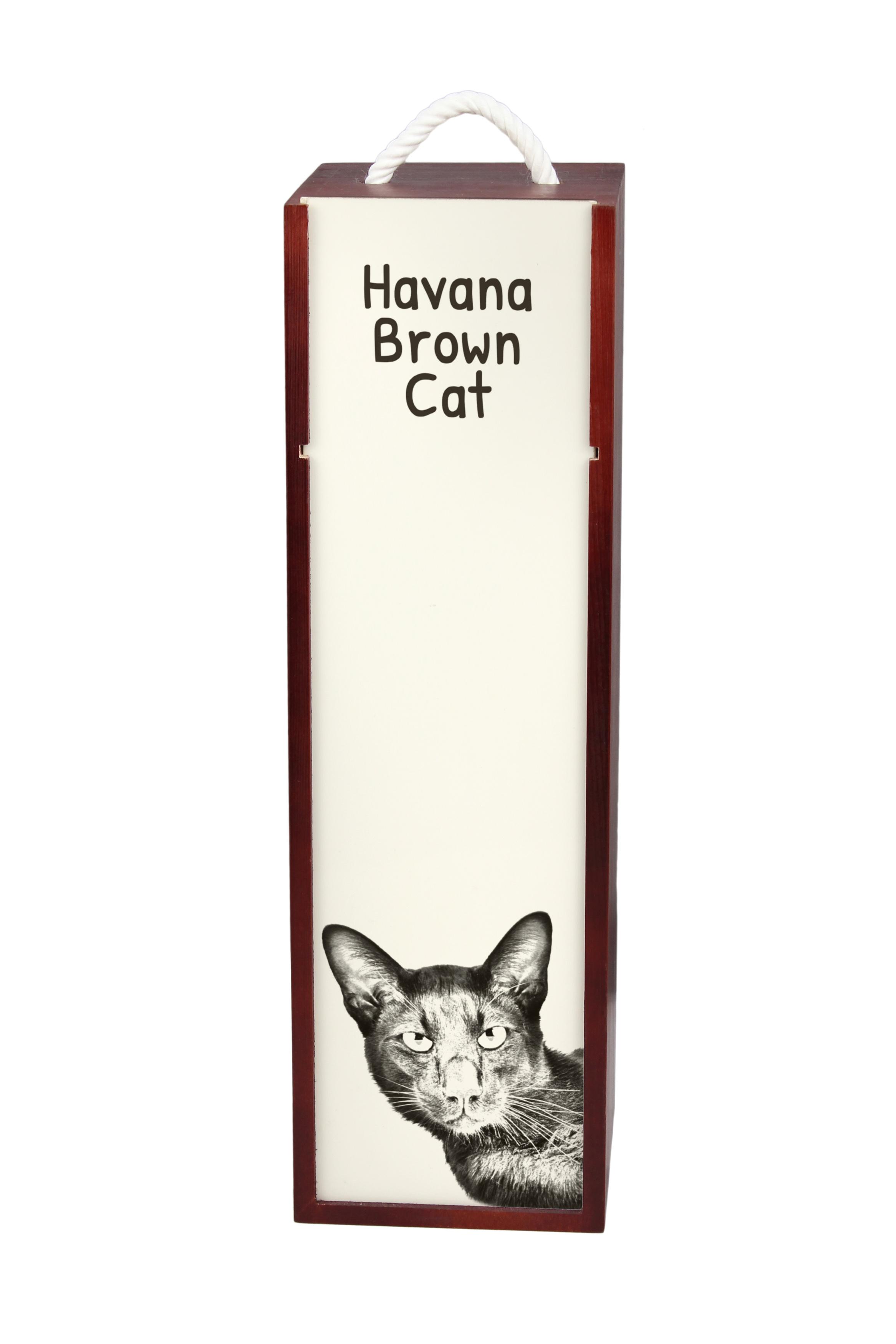 

Havana Brown - wine box with a cat, alcohol box with graphics, personalized gift box from the Art-Dog brand коричневий