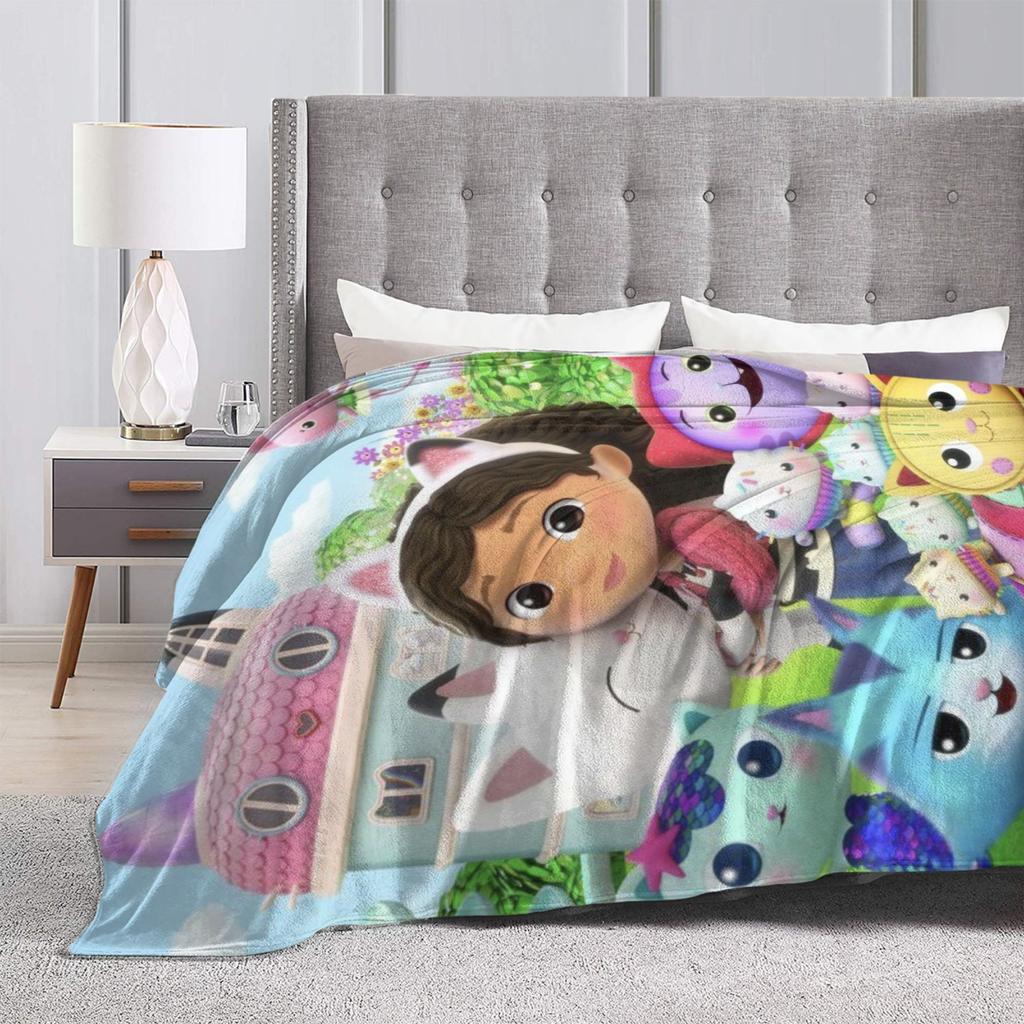 G-Gabby’s Dollhouseds Plush  Warm Soft Blanket  Children Plush Throw Blanket Print Couch Chair Flannel Bedspread Sofa Bed Cover