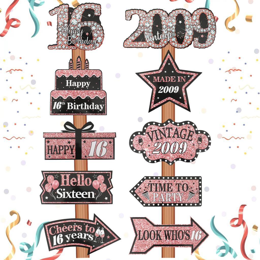 Black Gold Birthday Decor Rose Gold Birthday Party Sign Party Decorations Happy 18th 30th 50th Birthday Party Decorations Signs