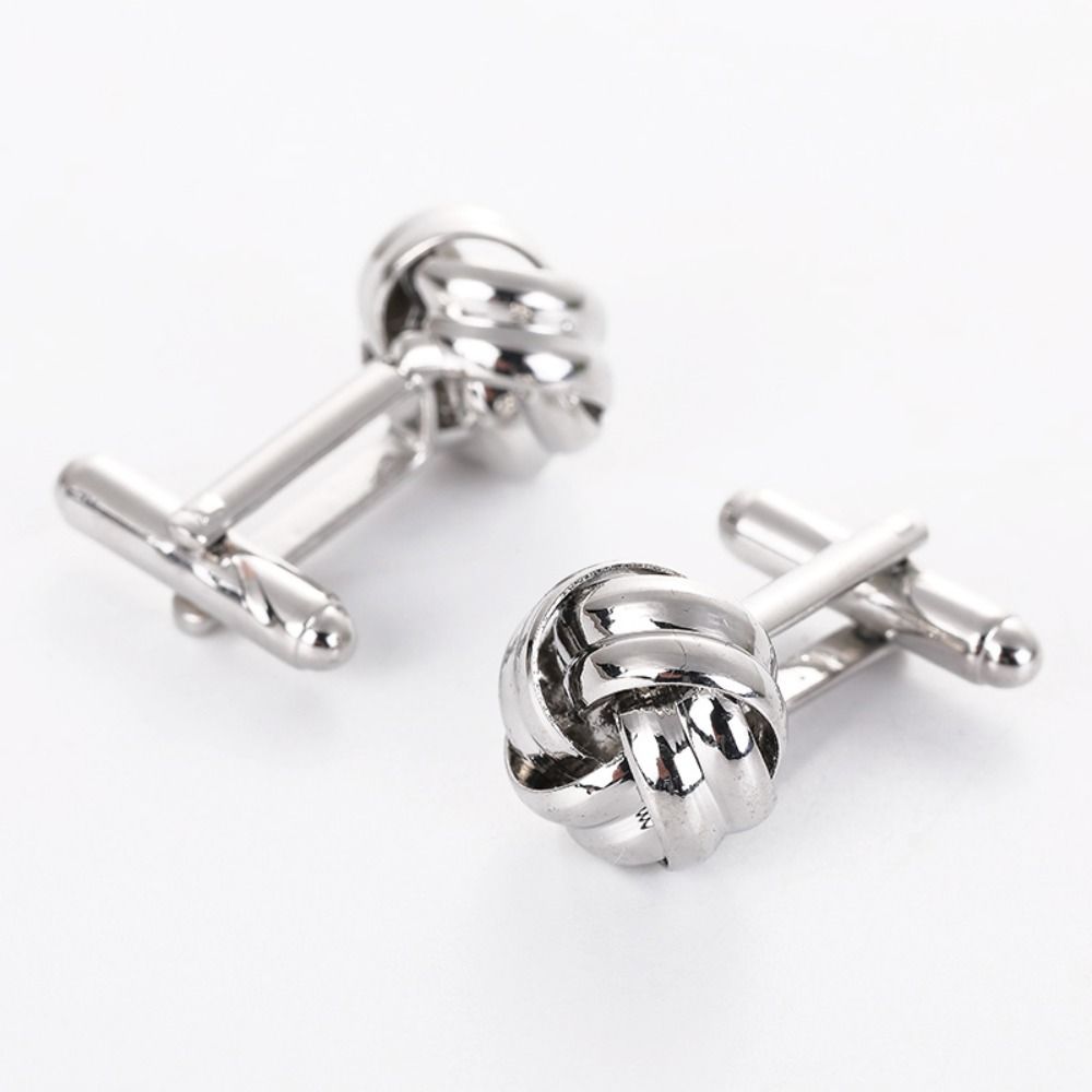 Alloy Alloy Cufflinks Gold Silver Black Shirt Suit Cuff Links Elegant Style Knot  Men
