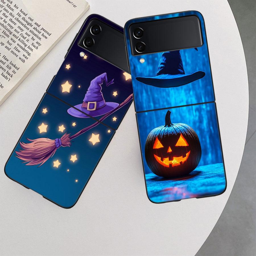 Halloween Wizard Hat Horror Fun Phone Case For Samsung Z Flip 7 6 5G Galaxy Z Flip 5 4 3 Black Hard Cell Cover Luxury PC Shell