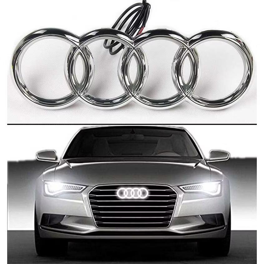 Lpdv0 Car LED Front Grille 4-Ring Logo Light Static White Light 249 273 285mm For Lpdv0 A3 A4 A5 A6 A7 A8 S4 S5 S6 S7 Q3 Q5 Q7 TT
