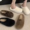 Baotou Hairy Slippers Winter New Women's Warm Plush Slippers Fashionable Flat Bottom Anti Slip Comfortable Cotton Slippers