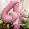 40inch Pink Digital Bowknot Bow Aluminum Foil Balloons for Girls Wedding Birthday Party Decor Number Party Photo Props Supply