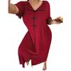 Women's Plus Size Loose Nightgown with Lapel Bow, Short Sleeve – Spring/Summer Collection