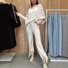Yousheng 2 pezzi/set donna top pantaloni set spalle scoperte maniche lunghe pipistrello felpa elastico in vita svasato pantaloni della tuta sportivo vestito autunno casual tuta
