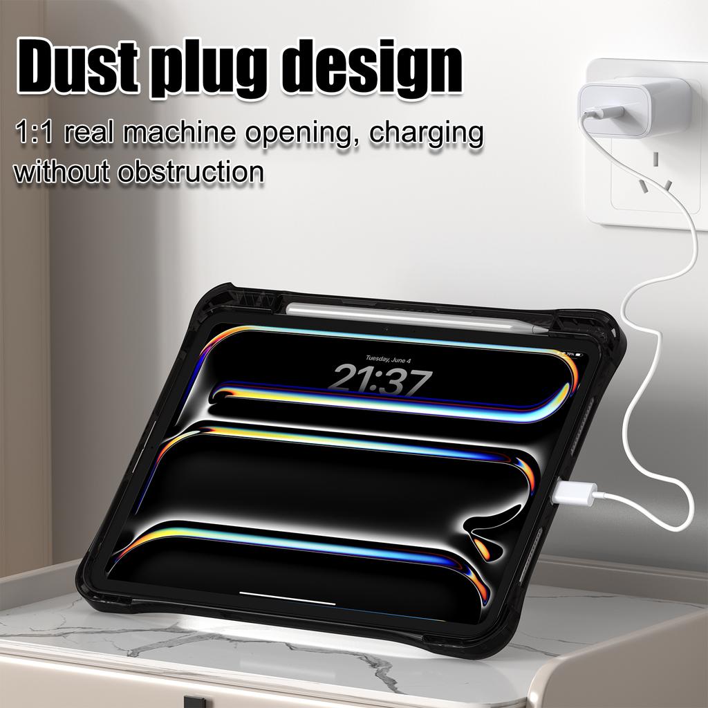 For iPad Pro 11 (2024) Clear Case PC+TPU+Acrylic Kickstand Tablet Back Cover