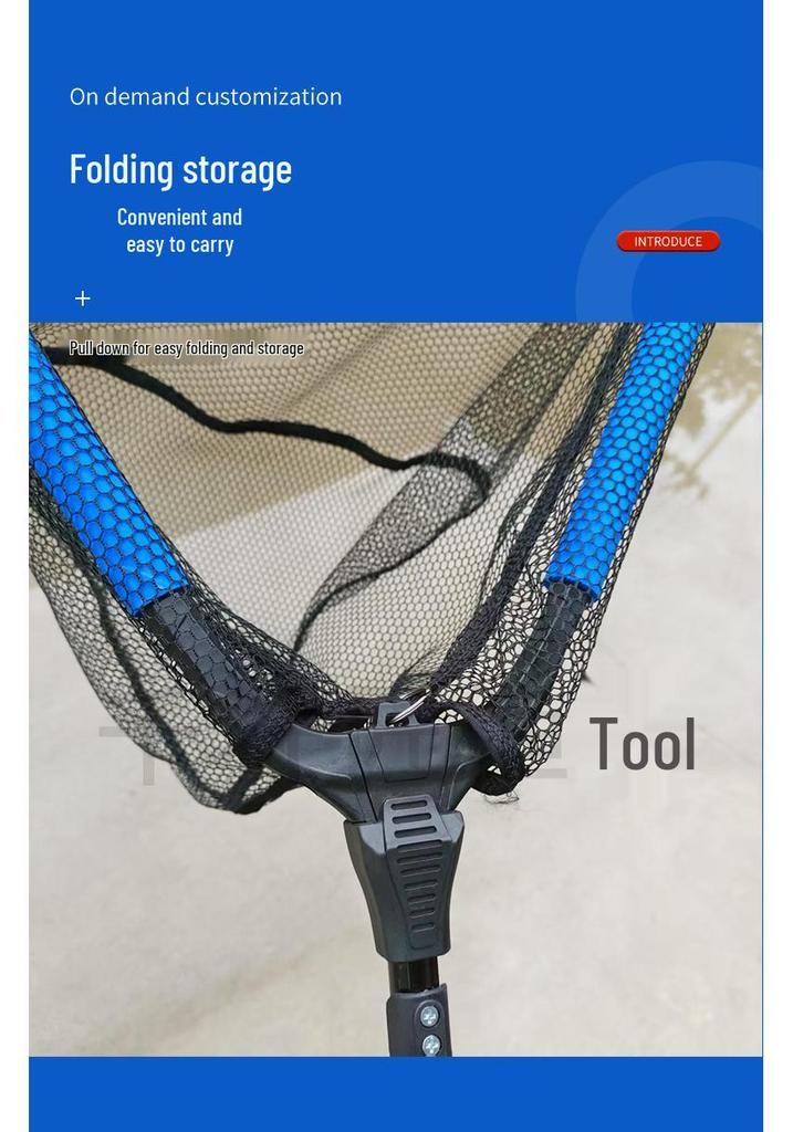 Aluminum Alloy Telescopic Folding Fish Net with Triangular Bag for Portable Wild Fishing