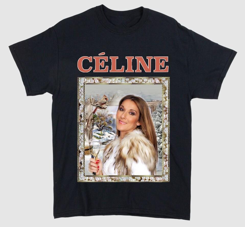 Vtg Celine Dion Short Sleeve Cotton Black Full Size Men Women Shirt BL310 XXXXL