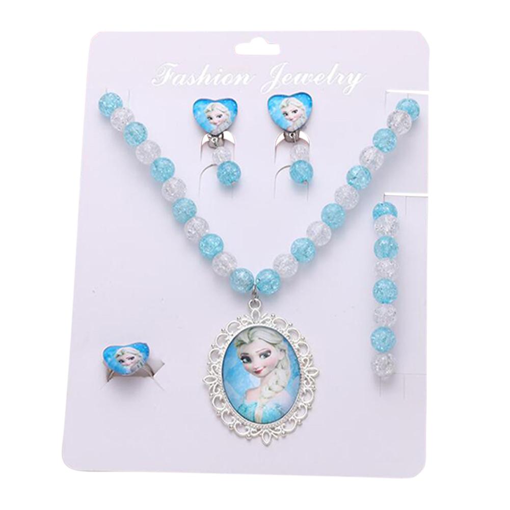 4pcs/set Children Jewelry Ring Necklace Earrings Bracelet Photography Props for Girls