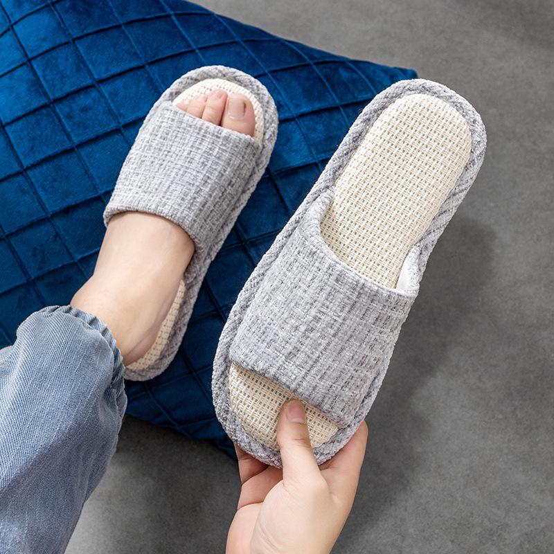 

Домашние тапочки унисекс из хлопка и льна: Мягкий, бесшумный, нескользящий 40/41 (fits 39-40) серый