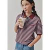 BlueTail STripe Collar Wine Crop ShorT Sleeve T shirT azb2Ts05wn
