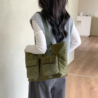 Tote Bag Nylon Casual Autumn and Winter New Cotton Clothes Bag Commuting Fashion Large Capacity Shoulder Bag Women