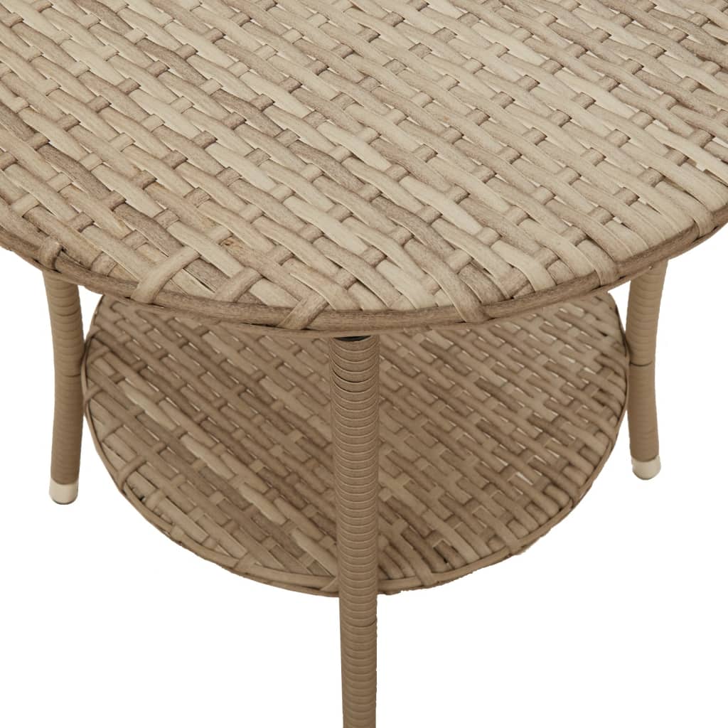 Garden Chairs 2 Pcs. Adjustable with Table Beige Poly Rattan