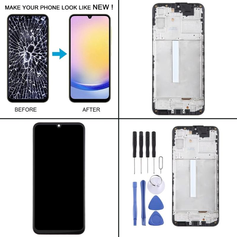 LCD Screen and Digitizer Full Assembly with Frame for A25 Cellphone Replacement Accessories LCD Digitizer