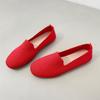 Knitted Single Shoes Women's Spring and Autumn New Flat Bottomed Square Cloth Shoes Knitted Soft Soled Pregnant Women's Shoes