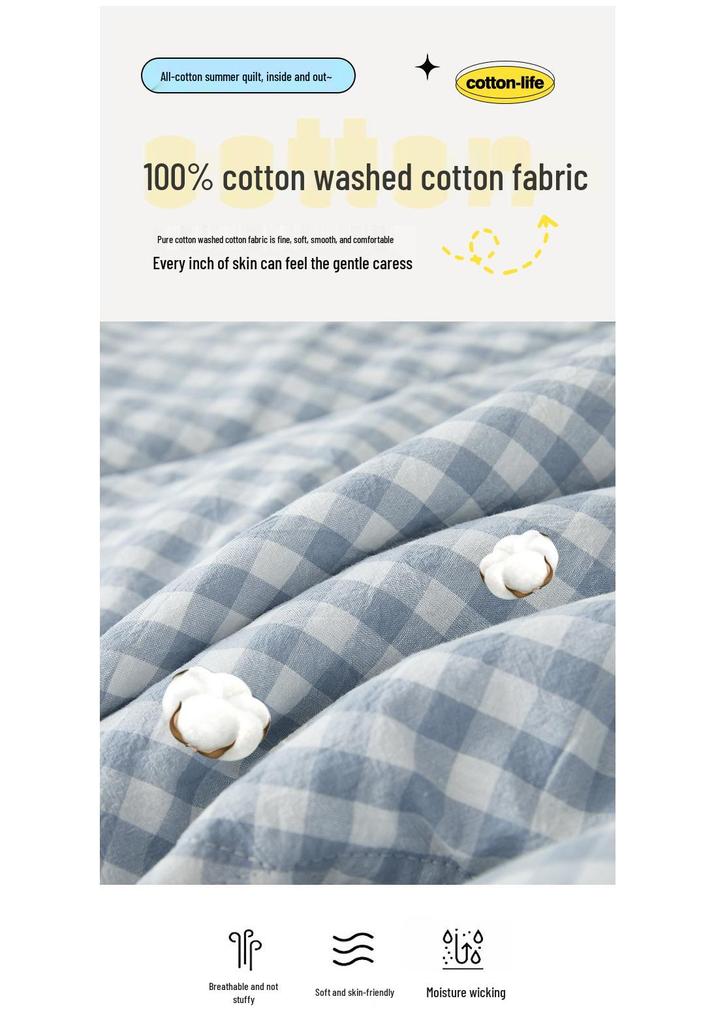 Inside and Out All-Cotton Quilt - 100% Pure Xinjiang Cotton Summer Air Conditioner Quilt for Single or Double Person