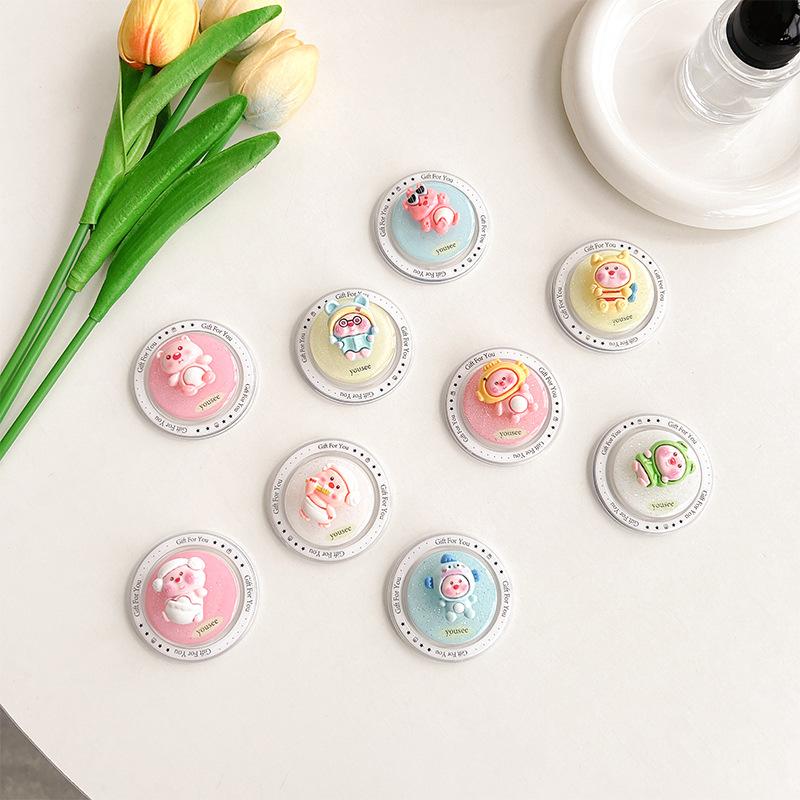 Cartoon Cute Little Tanuki Magnetic Mobile Phone Airbag Bracket Back Sticker Retractable Fun Rotating Decompression Desktop Bracket