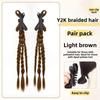 2pcs Sweet Twist Braid Hairpiece Handmade Girls Bow Wig Hairbands  for Women