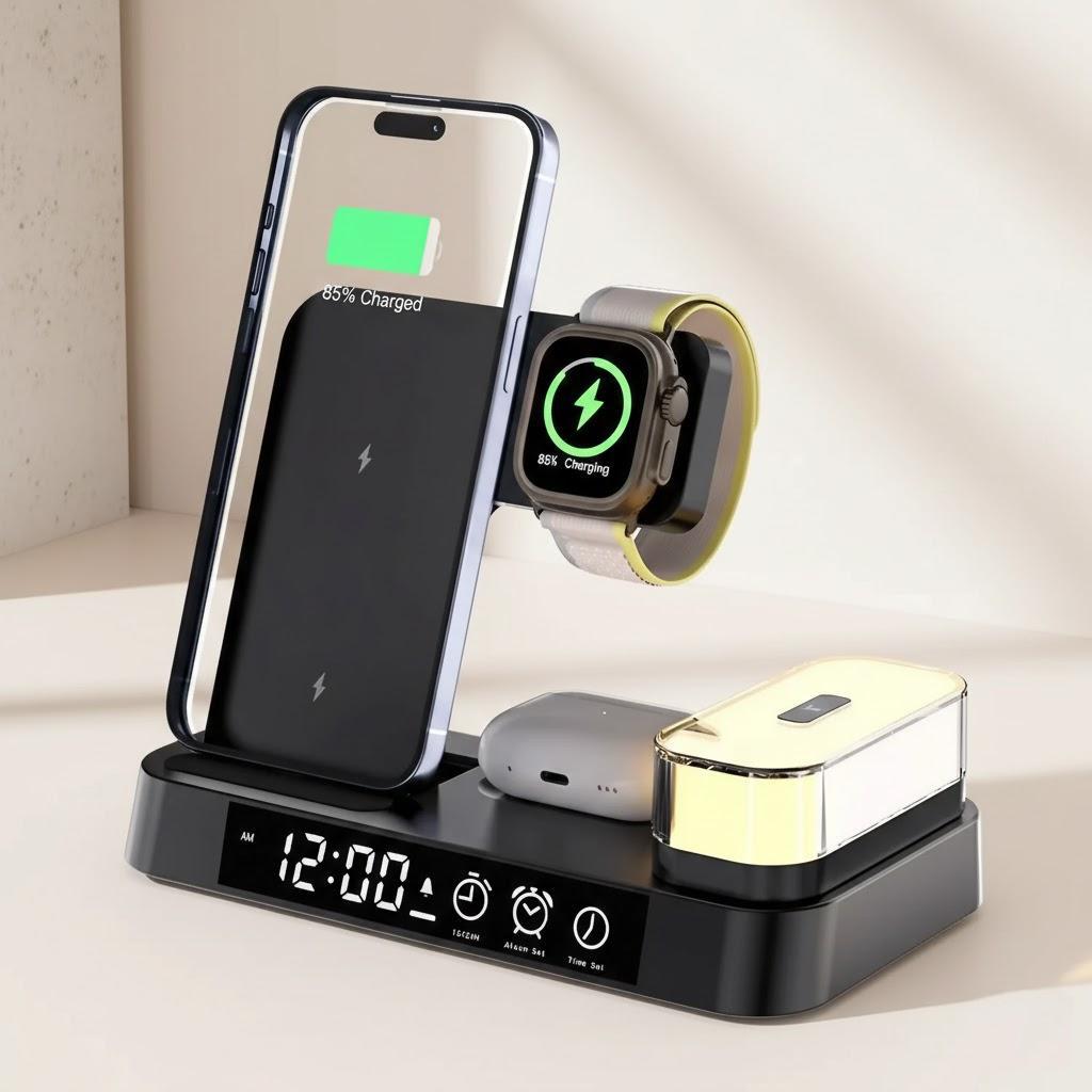 

30W Foldable Wireless Charger RGB Light Compatible iPhone 13 12 Pro Max Apple Watch 7 6 AirPod Pro Fast Charging чорний