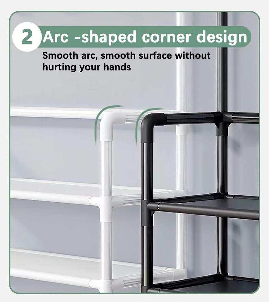 3-In-1 Design for Coat Rack with Shoe Storage White Freestanding Coat Rack with 8 Hooks for Hallway Entryway 60CM/23.6 In
