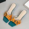 Fashion Liyke New Fashion Big Buckle Strap Square Toe Thin Low Heels Slipper For Woman Mules Slide Shoes Gladiator Sandals Zapatos Mujer