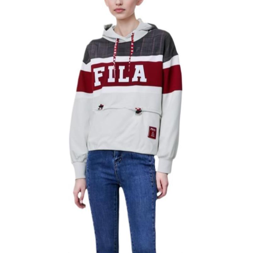 Fila X MIHARA YASUHIRO Logo-Print Colorblock Sport-Hoodie Damen-Hoodies Morgentau-Grau F11W213201F-GY