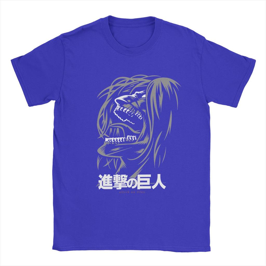 Eren Jeager Yeager Anime AOT T-Shirts for Men Vintage Pure Cotton Tee Shirt Crew Neck Short Sleeve T Shirts Big Size Tops