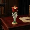 Decorative Skeleton Hand Gift Halloween Rose Candle Holder, Gothic Resin Ornament Holder for Home Table Decor, Dark Style Romantic Atmosphere