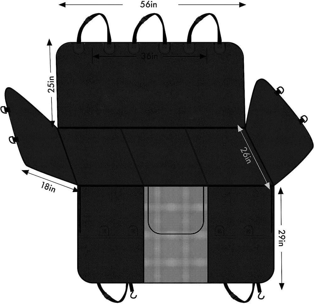Waterproof Oxford Cloth Car Pet Mat with Scratch-Resistant Support Board for Rear Seat Travel 142x203 cm чёрный