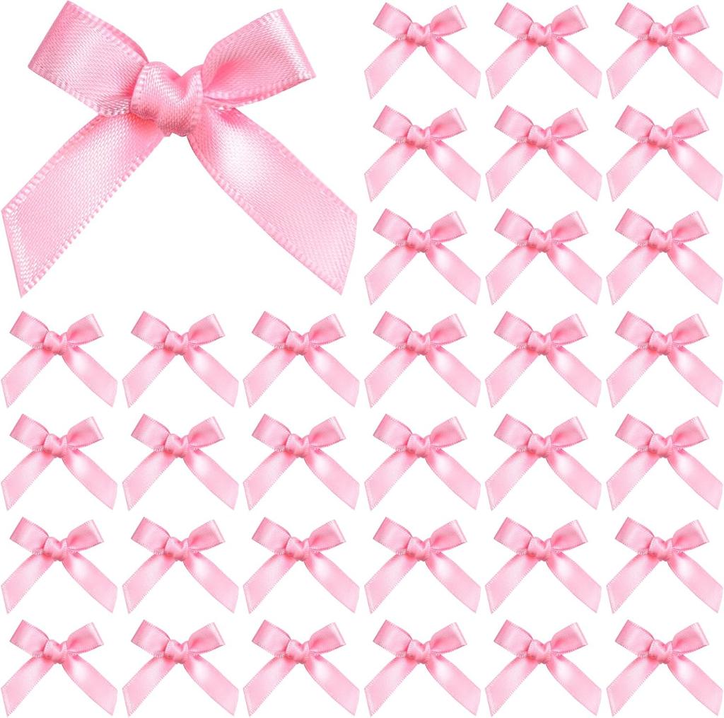 Colorful Mini Bows for Crafts, 1.5*2 Inch Satin Ribbon Small Bows for Crafting Decor, Fabric Tiny Bow for Clothes Ornament