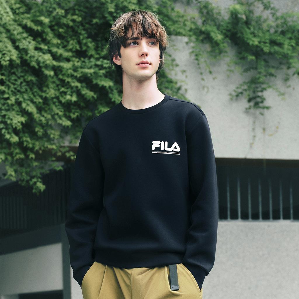 FILA Fitness Knitwear Men's Jet Black BK Crew Neck Moderate A51M531204F-BK